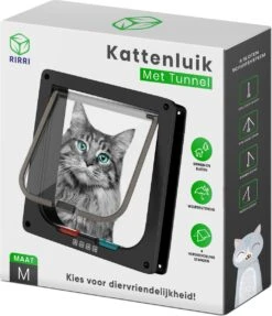 Rirri Kattenluik Met Tunnel - 4 Vergrendelingsstanden - Weersbestendig - Binnen En Buiten - Maat M - Zwart - 19 X 20 Cm -Huisdierbenodigdheden 1031x1200 1