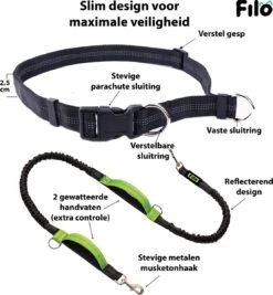 Filo Elastische Hondenriem Middel - Hardlopen En Wandelen - Hardloopriem Hond Handsfree Met Heuptasje - Looplijn Met Heupriem - Canicross Gordel Honden - Riemen - Heupgordel - Leiband -Huisdierbenodigdheden 1112x1200