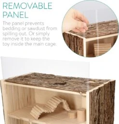 Navaris Houten Hamsterhuis - Speelhut Voor Hamsters, Kleine Knaagdieren, Gerbils, Muizen - Schuilplaats Op Twee Etages Voor Hamster, Cavia, Muis -Huisdierbenodigdheden 1158x1200 2
