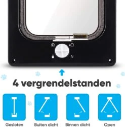 BFreshPets Kattenluik + Massageborstel - Met Tunnel - 4 Vergrendelingsstanden - Weersbestendig - Maat L - Zwart - 27 X 24 Cm -Huisdierbenodigdheden 1177x1200 3