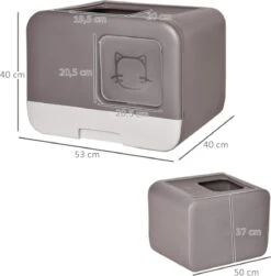 Kattenbak - 2 Uitgangen - Kattentoilet - Uitschuifbare Bodem - Met Schepje - Grijs 53 X 40 X 40 Cm -Huisdierbenodigdheden 1179x1200 6