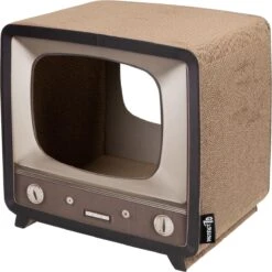 District 70 TELLY - Retro TV Krabmeubel - Instagrammable Kartonnen TV Voor Katten - 39 X 27 X 37 Cm -Huisdierbenodigdheden 1198x1200 10