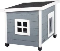 MyMax Kattenhuis - Hout - Openslaand Bitumen Dak - Kattenhuis Voor Buiten - Kattenhok - Kattenhuisje Hout - Grijs - 57*45*43CM -Huisdierbenodigdheden 1200x1020 2