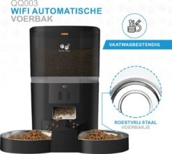 Pretty Paws QQ003 - Wifi Voermachine - Dubbele Voerbakjes - Zwart - Kat - 6L -Huisdierbenodigdheden 1200x1074 1