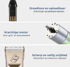 LifeGoods Hondentondeuse - Voor Katten En Honden - Complete Set - 5 Standen - Draadloos - Oplaadbaar - Goud/Zwart -Huisdierbenodigdheden 1200x1143 1