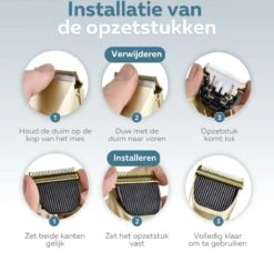 BYER Professionele Dieren Tondeuse Set - Voor Huisdieren Katten & Honden - Draadloos - Oplaadbare Pet Trimmer - Dog Tondeuze Clipper - 5 Standen & Vier Opzetkammen - Low Noise -Huisdierbenodigdheden 1200x1148 6