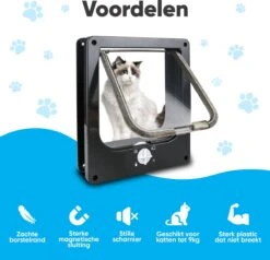 BFreshPets Kattenluik + Massageborstel - Met Tunnel - 4 Vergrendelingsstanden - Weersbestendig - Maat L - Zwart - 27 X 24 Cm -Huisdierbenodigdheden 1200x1156 4