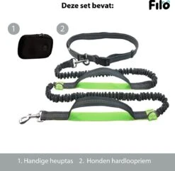 Filo Elastische Hondenriem Middel - Hardlopen En Wandelen - Hardloopriem Hond Handsfree Met Heuptasje - Looplijn Met Heupriem - Canicross Gordel Honden - Riemen - Heupgordel - Leiband -Huisdierbenodigdheden 1200x1170