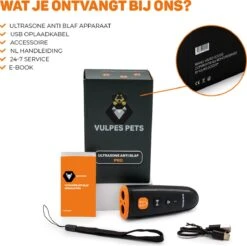 Vulpes Pets® Ultrasone Anti Blaf Apparaat – 3-in-1 Anti Blaf Apparaat Pro - Diervriendelijk & Zonder Schok - Alternatief Anti Blafband - Voor Kleine & Grote Honden - Audio - Flashlight - USB-Oplaadbaar -Huisdierbenodigdheden 1200x1195 2