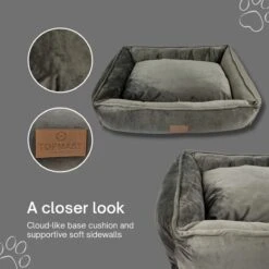 Topmast Soft Velours - Hondenmand - 75 X 58 Cm - L - Grijs - Hondenbed - Hondenkussen - Luxe Hondenmanden - Machinewasbaar Binnenkussen -Huisdierbenodigdheden 1200x1200 104