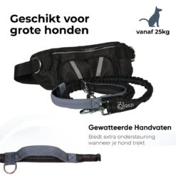 Canicross Looplijn Hond Met Heupriem Voor Hardlopen - Elastische Handsfree Hondenriem - Honden Trainingslijn - 150/200cm - Grijs -Huisdierbenodigdheden 1200x1200 174