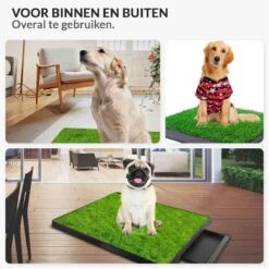 Merkloos Hondentoilet Kunstgras Met Bak - Indoor Dierentoilet - Uitneembare Opvangbak - Puppy Training Pets - Outdoor/Balkon/Tuin/Indoor Toilet - 50x64 Cm -Huisdierbenodigdheden 1200x1200 291