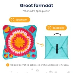 Snuffelmat 70x70cm Inclusief Rubberen Massage Bal & E-book - Speelmat Hond - Denkspel Hond - Puppy Speelgoed - Anti Schrok Mat - Honden Snoepjes - Cadeau Tip -Huisdierbenodigdheden 1200x1200 419