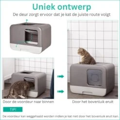 Kattenbak - 2 Uitgangen - Kattentoilet - Uitschuifbare Bodem - Met Schepje - Grijs 53 X 40 X 40 Cm -Huisdierbenodigdheden 1200x1200 534