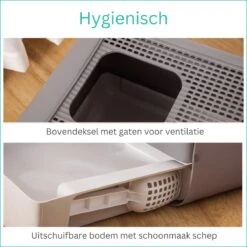 Kattenbak - 2 Uitgangen - Kattentoilet - Uitschuifbare Bodem - Met Schepje - Grijs 53 X 40 X 40 Cm -Huisdierbenodigdheden 1200x1200 536