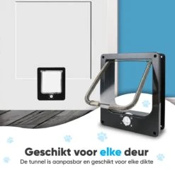 BFreshPets Kattenluik + Massageborstel - Met Tunnel - 4 Vergrendelingsstanden - Weersbestendig - Maat L - Zwart - 27 X 24 Cm -Huisdierbenodigdheden 1200x1200 543