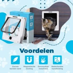 Skipoo Kattenluik Met Tunnel - Weerbestendig - Grote Kat - 4 Vergrendelingsstanden - Wit 11 Skipoo Kattenluik Met Tunnel - Weerbestendig - Grote Kat - 4 Vergrendelingsstanden - Wit -Huisdierbenodigdheden 1200x1200 586