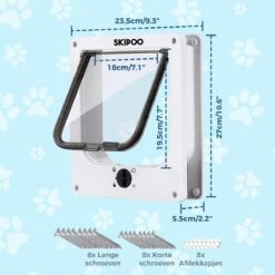 Skipoo Kattenluik Met Tunnel - Weerbestendig - Grote Kat - 4 Vergrendelingsstanden - Wit 12 Skipoo Kattenluik Met Tunnel - Weerbestendig - Grote Kat - 4 Vergrendelingsstanden - Wit -Huisdierbenodigdheden 1200x1200 587